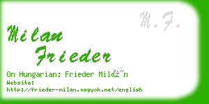 milan frieder business card